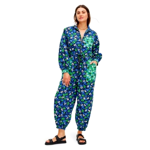 Diane Von Furstenberg Nylon Jazz Dot Jumpsuit Size Small NEW - Picture 1 of 7